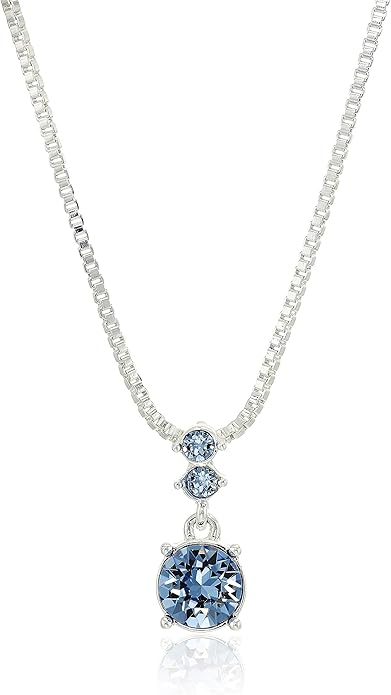 Nine West Women's Boxed Necklace/Pierced Earrings Set, Silver/Blue, One Size